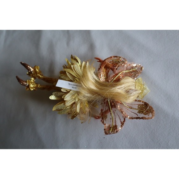 Woodland Blonde Butterfly Fairy Pixie Sprite Doll Gold Christmas Ornament 8" - Picture 6 of 11